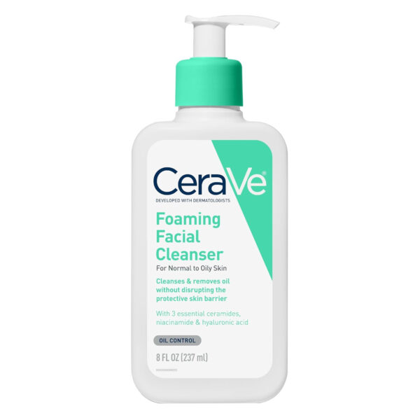 CeraVe Foaming Facial Cleanser, Daily Face Wash for Oily Skin, Hyaluronic Acid + Ceramides + Niacinamide, Fragrance Free & Paraben Free, Non-Drying Oil Control Face Wash, 19 Fluid Ounce