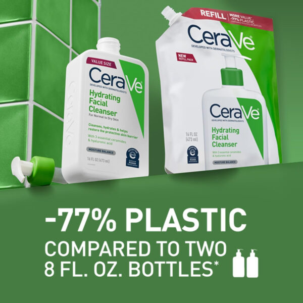 CeraVe Hydrating Facial Cleanser, Moisturizing Face Wash For Dry Skin, Hyaluronic Acid + Ceramides + Glycerin, Hydrating Cleanser For Normal To Dry Skin, National Eczema Association Certified