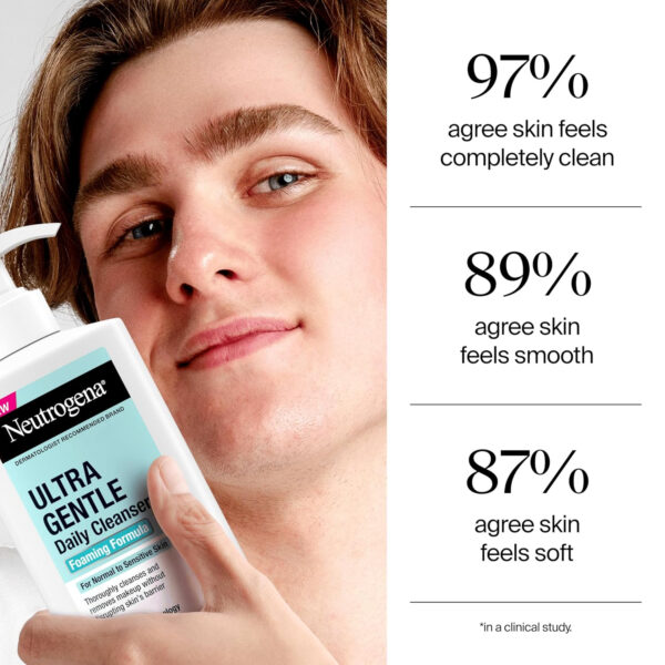 68930e40c53ba9813418a6db0926a9e33c0b35693f8513d424595.jpg Neutrogena Ultra Gentle Foaming Facial Cleanser, Foaming Face Wash for Sensitive Skin, Gently Cleanses Away Dirt, Oil & Makeup Without Over Drying, Fragrance-Free, 16 fl. oz