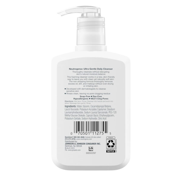 68930e484d98afdc46578d7fd734b0ed832ab8dba9bed8dd77173.jpg Neutrogena Ultra Gentle Foaming Facial Cleanser, Foaming Face Wash for Sensitive Skin, Gently Cleanses Away Dirt, Oil & Makeup Without Over Drying, Fragrance-Free, 16 fl. oz