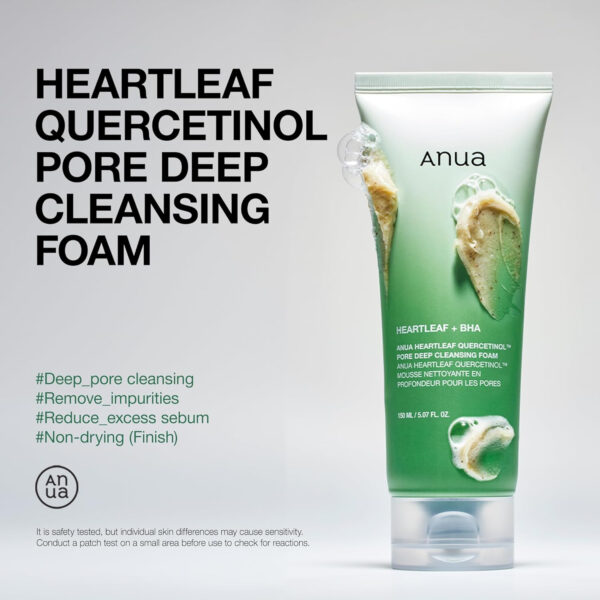 68930ef8296e7be999d7fdc7fdd21b95bfc5df6420a5331541416.jpg ANUA Heartleaf Quercetinol Pore Deep Cleansing Foam, Facial Cleanser, for Double Cleansing, BHA, Hyaluronic Acid, Glycerin, Face Wash, Blackhead Remover, Korean Skincare (150ml/5.07 fl.oz.)