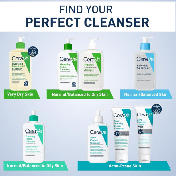 CeraVe Hydrating Foaming Oil Cleanser, Moisturizing Cleanser for Face & Body, Squalane Oil + Hyaluronic Acid + Ceramides, For Dry to Very Dry Skin, Fragrance Free & Residue Free, 8 FL Oz