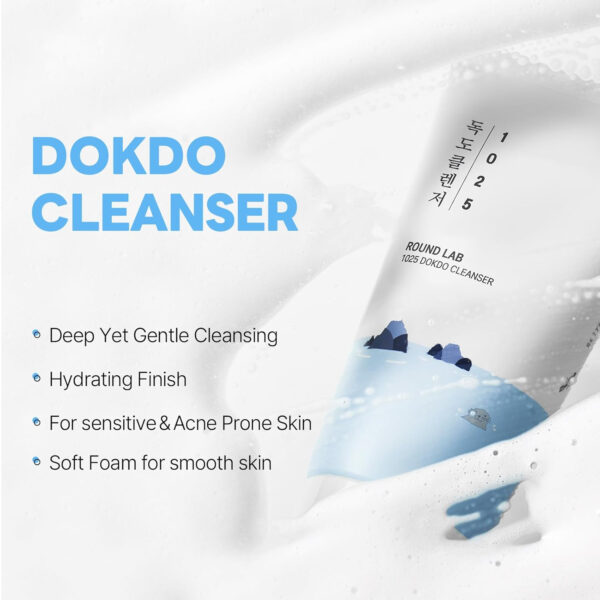 68930f4771800abffce79765f746f564c5a89e12b9f6c96af1eb1.jpg ROUND LAB 1025 Dokdo Cleanser 5.07 Fl Oz, Low pH Facial Cleanser for Sensitive Skin, Rich Soft Bubbles for Deep Cleansing and Makeup Removal, Hydrating Face Wash with Deep Sea Water, Korean Skin Care