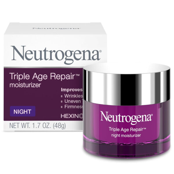 68930feed96c32ef68be63a256aad224870ebfb6b0c2d4f88558a.jpg Neutrogena Triple Age Repair Night Cream, 1.7oz Jar, Anti-Aging Face Cream, Face Moisturizer For Women & Men, Hydrating Night Face Moisturizer for Even Skin Tone & Firming, Vitamin C