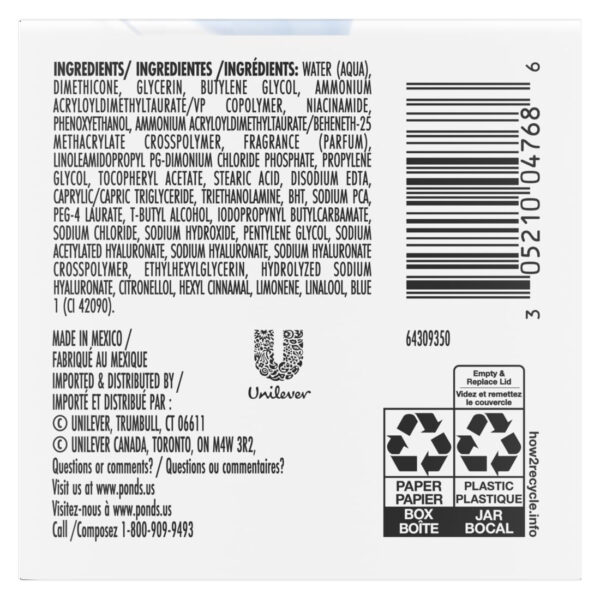 6893101190ae12948a6591aedf61f71c3dea50b949a7c4c0dbfe3.jpg POND'S Hyaluronic Acid, Vitamin E & B3 Gel Face Moisturizer For 24 hour Hydration and Luminous Skin, 3.4 oz