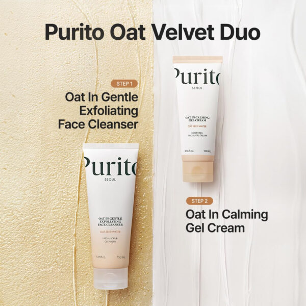 PURITO Oat In Calming Gel Cream, Oat Seed Water Hydration & Soothing, Lightweight, Non-Sticky FA Safe Moisturizer for Sensitive Skin, Non-Comedogenic, Fragrance-Free, Korean Skincare 3.38 fl.oz