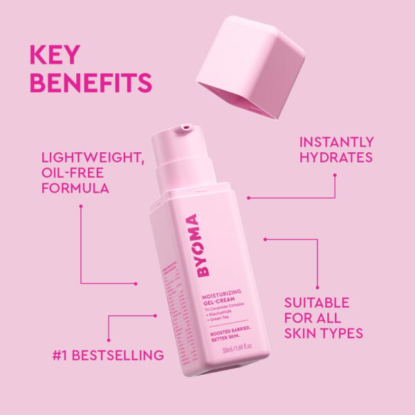 BYOMA Moisturizing Gel Cream - Barrier Repair Cream/Gel Face Lotion with Niacinamide and Green Tea - Ceramide Face Moisturizer for Dry Skin - Alcohol Free, Oil Free Face Moisturizer - 1.69 fl. oz