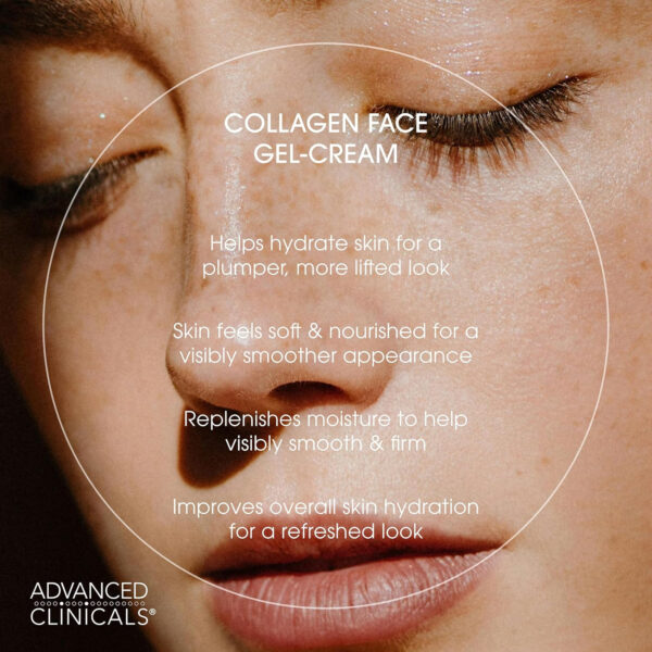 6893116a0ca69e62fbad4f94e60212838479b78648132f53b8de4.jpg Advanced Clinicals Collagen Cream Gel-Like Facial Lotion | Collagen Peptide + Hyaluronic Acid Moisturizer For Face Helps Hydrate Dry Skin & Improve Appearance Of Wrinkles & Fine Lines, 2 Fl Oz