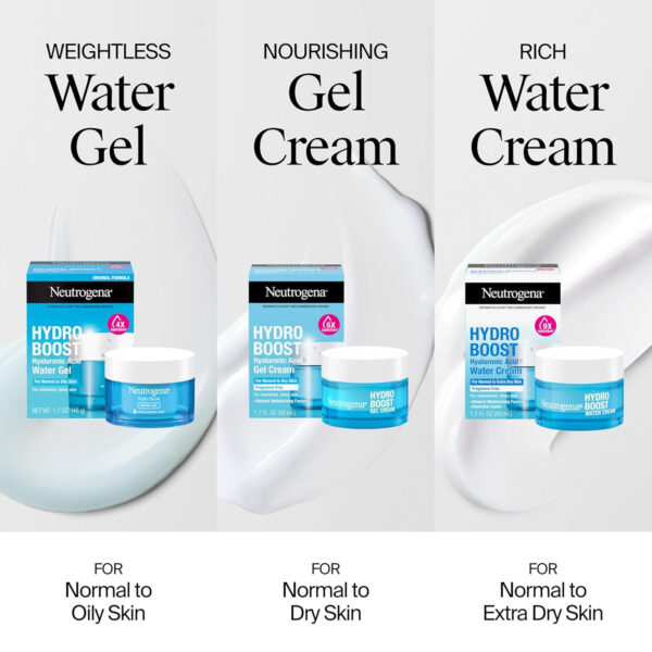68931225ca4e3961df105a77ecaae91643ddfc088b941b0137f34.jpg Neutrogena Hydro Boost Water Gel, 24 Hr Hydration for Normal/Oily Skin, Signature Fragrance, Face Moisturizer with Hyaluronic Acid, Skin Care for Juicy, Deeply Hydrated Skin, 1.7 oz