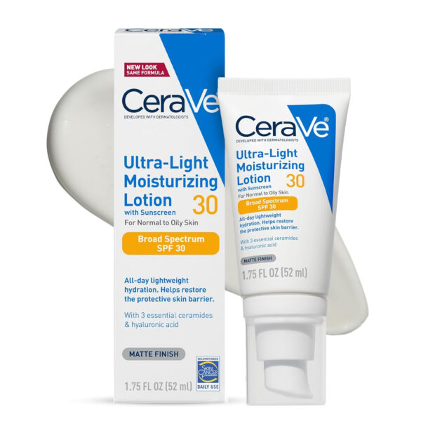 689312fc25fe1c17ab3f1e5641b751eaa3110e58c95da2d92667c.jpg CeraVe Ultra-Light Moisturizing Lotion With SPF 30, Daily Face Moisturizer with SPF, Formulated with Hyaluronic Acid & Ceramides, Broad Spectrum SPF, Oil Free, Matte Finish, 1.7 Ounce