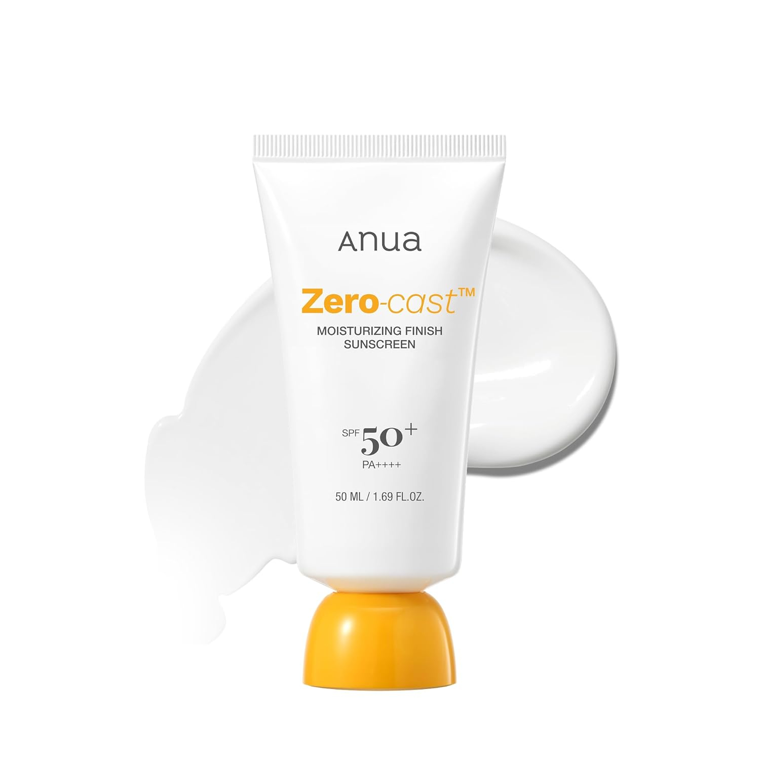 Anua Zero-Cast Moisturizing Finish Sunscreen,SPF 50, Glow Natural Sunscreen,No White cast, Hyaluronic Acid, Niacinamide sun block for face,Oil-Free, Oxybenzone free, Travel Essential (50ml/1.69fl.oz)