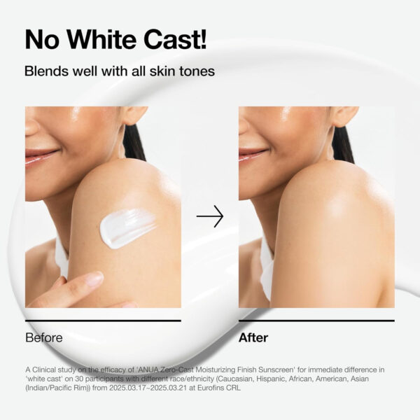 Anua Zero-Cast Moisturizing Finish Sunscreen,SPF 50, Glow Natural Sunscreen,No White cast, Hyaluronic Acid, Niacinamide sun block for face,Oil-Free, Oxybenzone free, Travel Essential (50ml/1.69fl.oz)