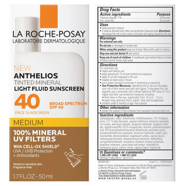 689313a3f311d3bdd247ddf327f32ba93120412a785de22db16f7.jpg La Roche-Posay Anthelios Sunscreen SPF 50, Ultra-Light Fluid Broad Spectrum SPF 50, Face Sunscreen with Titanium Dioxide Mineral, Lightweight & Fast-Absorbing, Oil-Free, Matte Finish