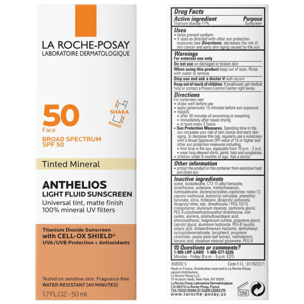 689313ce5c83df6e9a79028c1f5915cb44db362fe9730e1746702.jpg La Roche-Posay Anthelios Sunscreen SPF 50, Ultra-Light Fluid Broad Spectrum SPF 50, Face Sunscreen with Titanium Dioxide Mineral, Lightweight & Fast-Absorbing, Oil-Free, Matte Finish