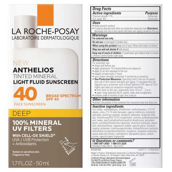 689313d46698889398a895a8910da70910f41bd8928e99dda8e70.jpg La Roche-Posay Anthelios Sunscreen SPF 50, Ultra-Light Fluid Broad Spectrum SPF 50, Face Sunscreen with Titanium Dioxide Mineral, Lightweight & Fast-Absorbing, Oil-Free, Matte Finish