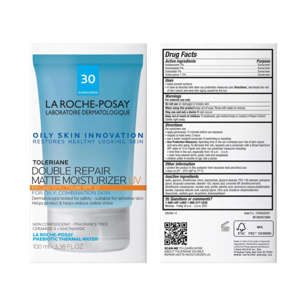689313f546c73c46f61f0a2e62a421da12ca6864edbe22e132264.jpg La Roche-Posay Toleriane Double Repair Matte Face Moisturizer, Daily Moisturizer For Oily Skin With Ceramide And Niacinamide For All Skin Tones, Oil Free, Non-Comedogenic, Available with SPF 30