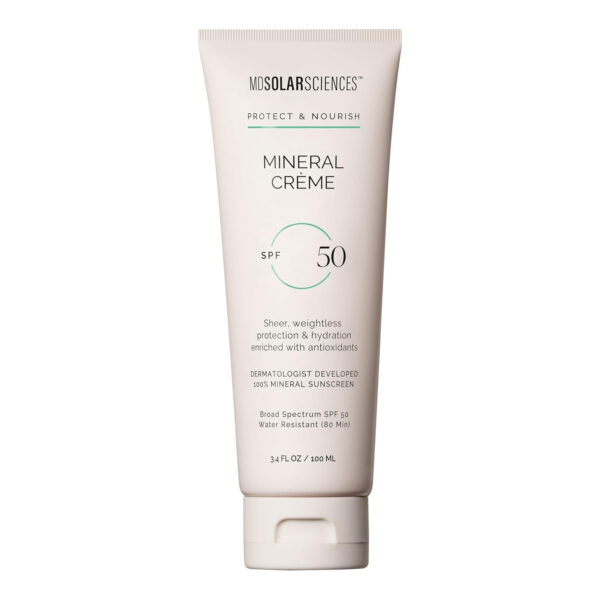 MDSolarSciences Mineral Crème Sunscreen SPF 50 | Water-Resistant, Broad Spectrum UV Protection | Zinc Oxide Formula with Antioxidants | No White Cast, Sheer Matte Finish for All Skin Types (1.7 Fl Oz)