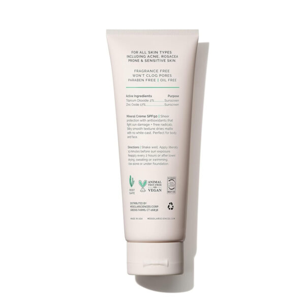 MDSolarSciences Mineral Crème Sunscreen SPF 50 | Water-Resistant, Broad Spectrum UV Protection | Zinc Oxide Formula with Antioxidants | No White Cast, Sheer Matte Finish for All Skin Types (1.7 Fl Oz)