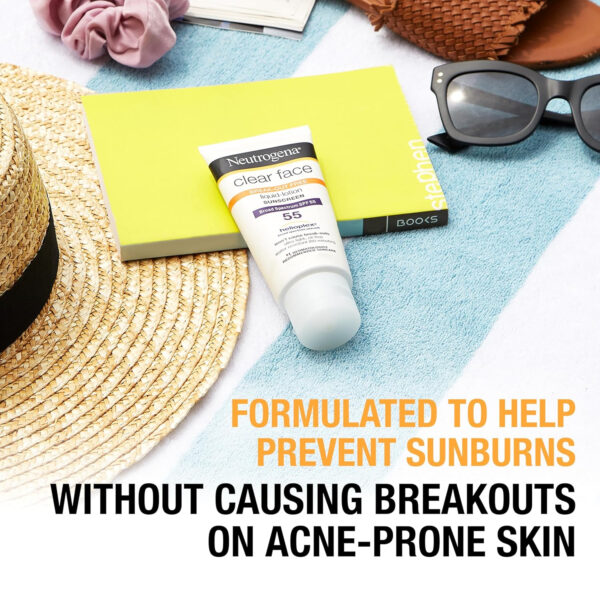 Neutrogena Clear Face Sunscreen Lotion for Acne-Prone Skin, Broad Spectrum SPF 30 Facial Sunscreen for Oily Skin, Fragrance- & Oxybenzone-Free Water Resistant, 3 fl. oz