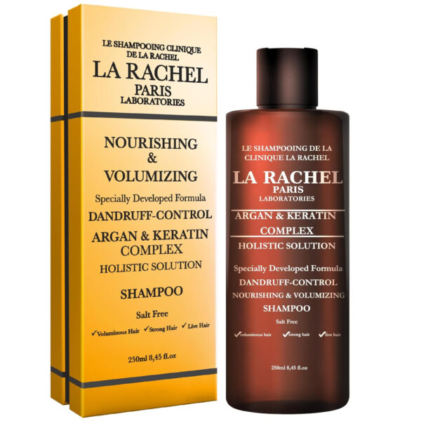 Anti-Dandruff Shampoo with Argan Oil and Keratin | Safe for Dry, Damaged & Color-Treated Hairs | Salt-Free Nourishing Formula for Strength and Shine | Volumizing Shampoo by La Rachel Paris