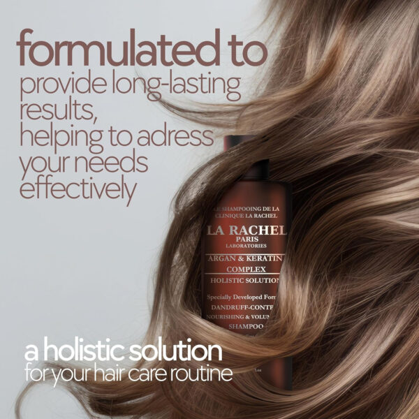 Anti-Dandruff Shampoo with Argan Oil and Keratin | Safe for Dry, Damaged & Color-Treated Hairs | Salt-Free Nourishing Formula for Strength and Shine | Volumizing Shampoo by La Rachel Paris