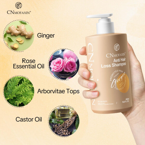 Anti Hair Loss Shampoo,Nourishing Hair Growth Ginger Shampoo for Men & Women - Volumizing Hair Regrowth Treatment infused with Herbal Essences Rose & Castor Oil 16.8 fl. oz