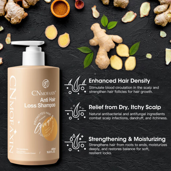 Anti Hair Loss Shampoo,Nourishing Hair Growth Ginger Shampoo for Men & Women - Volumizing Hair Regrowth Treatment infused with Herbal Essences Rose & Castor Oil 16.8 fl. oz