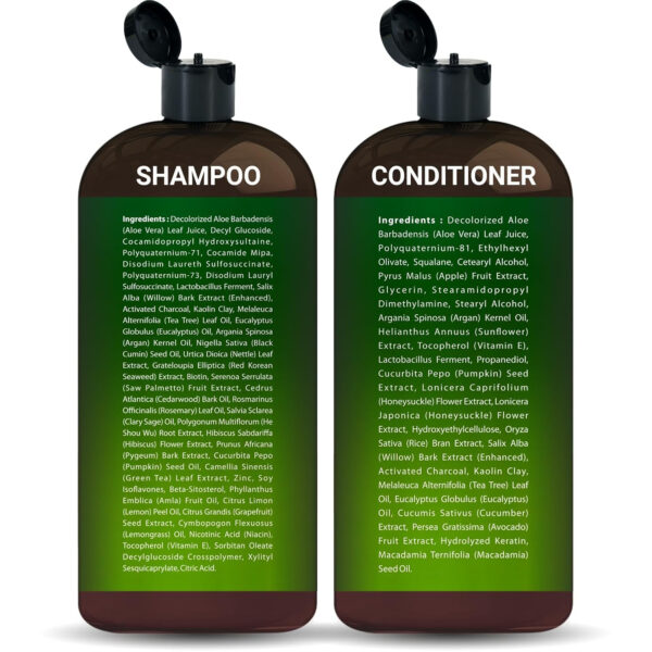 First Botany Tea Tree Mint Shampoo & Conditioner for Men & Women - Pure Tea Tree & Peppermint Oil - Fights Hair Loss, Dandruff, Lice & Itchy Scalp, Promotes Hair Growth - Sulfate Free - 16 Fl Oz x 2