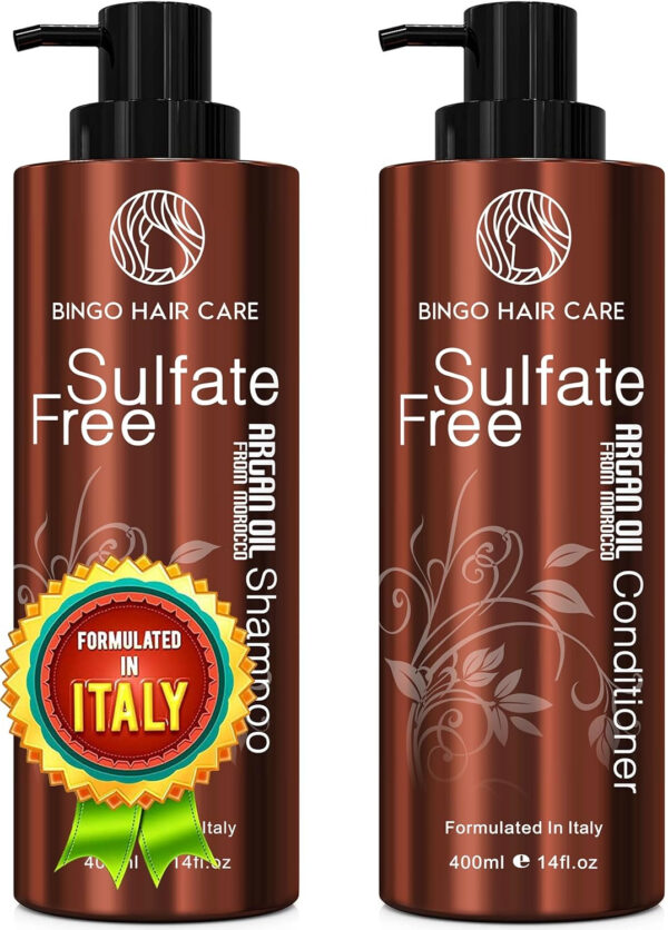 689319199c623b2226281ab72455e2bbd9c4e4ecd555cf640facc.jpg Moroccan Argan Oil Shampoo and Conditioner Set - Sulfate Free, Anti Frizz Hydrating Care for Women - Deep Moisturizing Treatment for Color, Keratin Treated, Curly, Damaged and Dry Hair