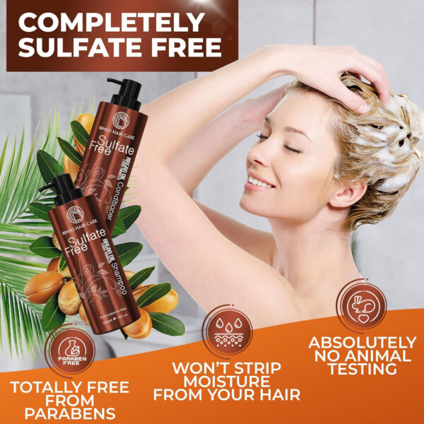 6893191cbfb10f7c7ce22798feb06d13481a9653c319e45b1d350.jpg Moroccan Argan Oil Shampoo and Conditioner Set - Sulfate Free, Anti Frizz Hydrating Care for Women - Deep Moisturizing Treatment for Color, Keratin Treated, Curly, Damaged and Dry Hair