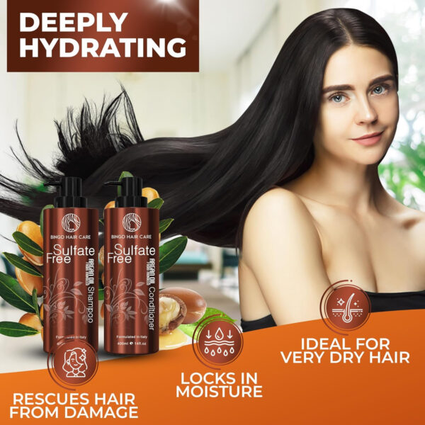 6893191dba02c7ed9f2390c188565010cff0a58e6eba751d2ceed.jpg Moroccan Argan Oil Shampoo and Conditioner Set - Sulfate Free, Anti Frizz Hydrating Care for Women - Deep Moisturizing Treatment for Color, Keratin Treated, Curly, Damaged and Dry Hair