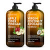 MAJESTIC PURE Apple Cider Vinegar Shampoo and Avocado Coconut Conditioner Set - Restores Shine & Reduces Itchy Scalp, Dandruff & Frizz - Sulfate Free, for All Hair Types, Men and Women - 2 x 16 fl oz