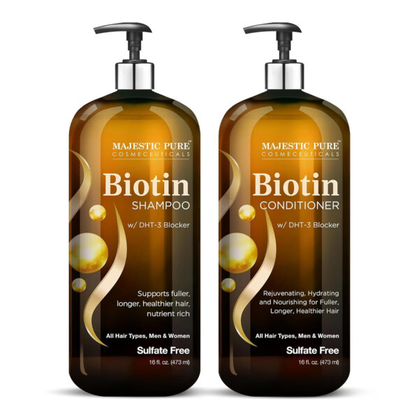 MAJESTIC PURE Apple Cider Vinegar Shampoo and Avocado Coconut Conditioner Set - Restores Shine & Reduces Itchy Scalp, Dandruff & Frizz - Sulfate Free, for All Hair Types, Men and Women - 2 x 16 fl oz