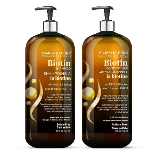 MAJESTIC PURE Apple Cider Vinegar Shampoo and Avocado Coconut Conditioner Set - Restores Shine & Reduces Itchy Scalp, Dandruff & Frizz - Sulfate Free, for All Hair Types, Men and Women - 2 x 16 fl oz