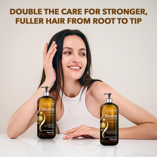 MAJESTIC PURE Apple Cider Vinegar Shampoo and Avocado Coconut Conditioner Set - Restores Shine & Reduces Itchy Scalp, Dandruff & Frizz - Sulfate Free, for All Hair Types, Men and Women - 2 x 16 fl oz
