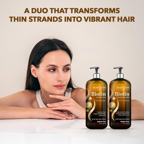 MAJESTIC PURE Apple Cider Vinegar Shampoo and Avocado Coconut Conditioner Set - Restores Shine & Reduces Itchy Scalp, Dandruff & Frizz - Sulfate Free, for All Hair Types, Men and Women - 2 x 16 fl oz