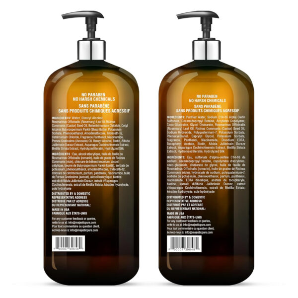 MAJESTIC PURE Apple Cider Vinegar Shampoo and Avocado Coconut Conditioner Set - Restores Shine & Reduces Itchy Scalp, Dandruff & Frizz - Sulfate Free, for All Hair Types, Men and Women - 2 x 16 fl oz