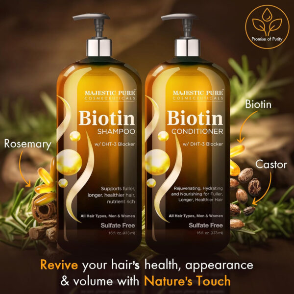 MAJESTIC PURE Apple Cider Vinegar Shampoo and Avocado Coconut Conditioner Set - Restores Shine & Reduces Itchy Scalp, Dandruff & Frizz - Sulfate Free, for All Hair Types, Men and Women - 2 x 16 fl oz