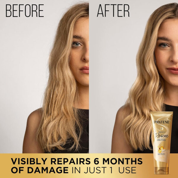 68931c23698eb586fd5aa7f01be2108f8be153f810de0296ce36c.jpg Pantene Miracle Rescue Deep Conditioner with Melting Pro-V Pearls - For Dry, Damaged, or Color-Treated Hair - Intense Moisture & Repair - 8.0 Oz