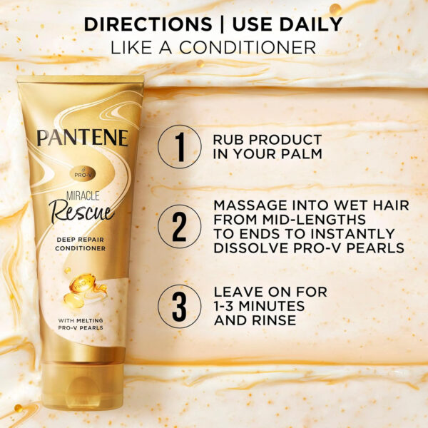 68931c263cb87348c993eb5b9c9b894897eb68faf4d1e5651278b.jpg Pantene Miracle Rescue Deep Conditioner with Melting Pro-V Pearls - For Dry, Damaged, or Color-Treated Hair - Intense Moisture & Repair - 8.0 Oz