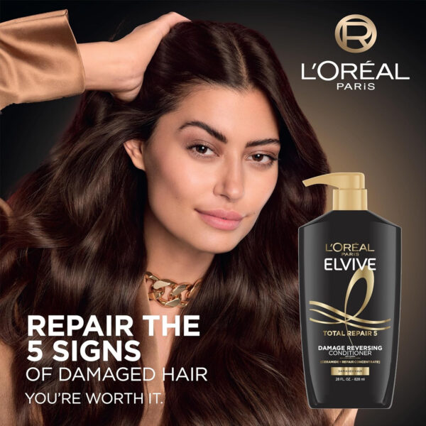 68931c418a2f49769d81b7b99c62e31c90362dc8ec017e3e21dac.jpg L'Oreal Paris Elvive Total Repair 5 Repairing Conditioner for Damaged Hair Conditioner with Protein and Ceramide for Strong Silky Shiny Healthy Renewed Hair 28 Fl Oz(Packaging May Vary)