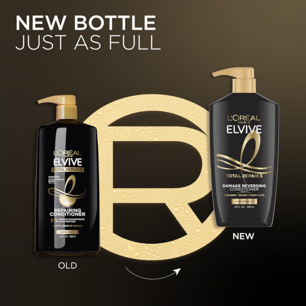 68931c43afcad7b811015444821db0ef4a4e455b4bb30ed292764.jpg L'Oreal Paris Elvive Total Repair 5 Repairing Conditioner for Damaged Hair Conditioner with Protein and Ceramide for Strong Silky Shiny Healthy Renewed Hair 28 Fl Oz(Packaging May Vary)