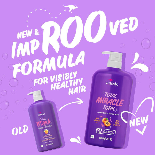 Aussie Total Miracle 7 Benefits Hair Conditioner for Damaged Hair, for All Hair Types, Paraben-Free, 30.4 fl oz, 4-pack