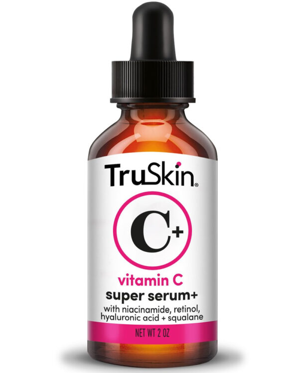 TruSkin Vitamin C Super Serum - Niacinamide, Retinol, Hyaluronic & Salicylic Acid - All-in-One Anti Aging Serum for Face – Improve Appearance of Dark Spots, Firmness for Brighter Looking Skin, 1 Fl Oz