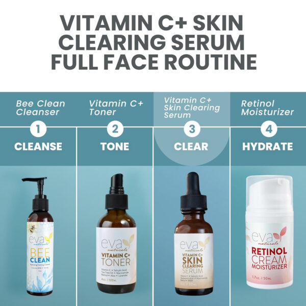Vitamin C Serum for Face with Retinol & Salicylic Acid – Skin Clearing Acne Spot Treatment with Niacinamide, Hyaluronic Acid, MSM – Anti-Aging Facial Serum for Dark Spots and Blemishes