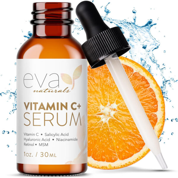 Vitamin C Serum for Face with Retinol & Salicylic Acid – Skin Clearing Acne Spot Treatment with Niacinamide, Hyaluronic Acid, MSM – Anti-Aging Facial Serum for Dark Spots and Blemishes