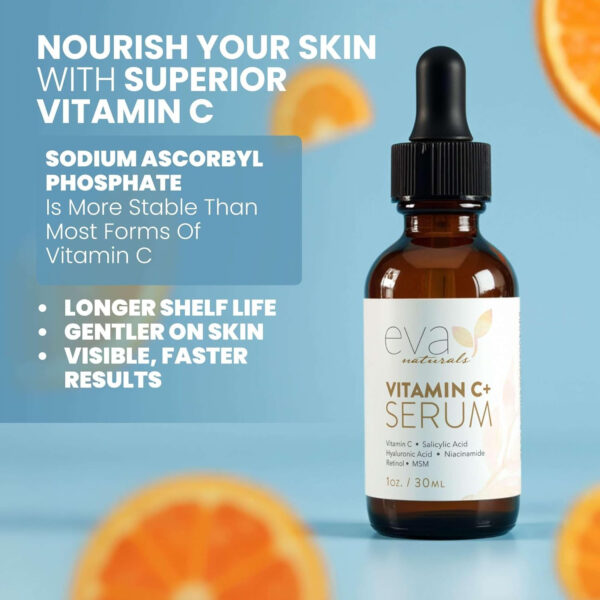 Vitamin C Serum for Face with Retinol & Salicylic Acid – Skin Clearing Acne Spot Treatment with Niacinamide, Hyaluronic Acid, MSM – Anti-Aging Facial Serum for Dark Spots and Blemishes