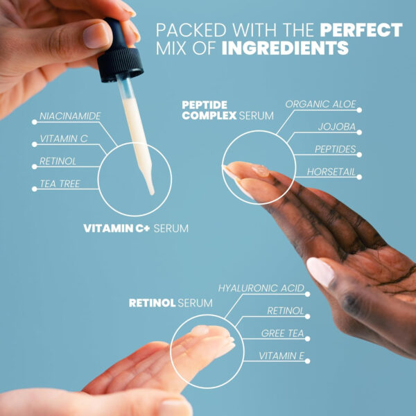 Vitamin C Serum for Face with Retinol & Salicylic Acid – Skin Clearing Acne Spot Treatment with Niacinamide, Hyaluronic Acid, MSM – Anti-Aging Facial Serum for Dark Spots and Blemishes