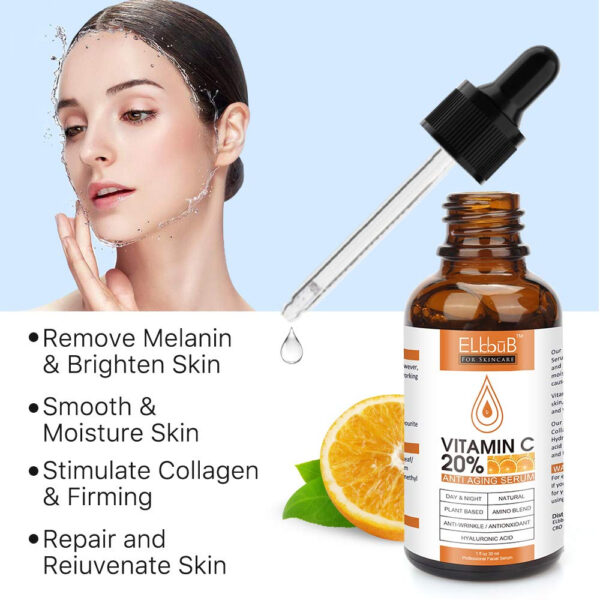 Premium 20% Vitamin C Serum For Face with Hyaluronic Acid, Retinol & Amino Acids - Boost Skin Collagen,Hydrate & Plump Skin, Anti Aging & Wrinkle Facial Serum 60ml