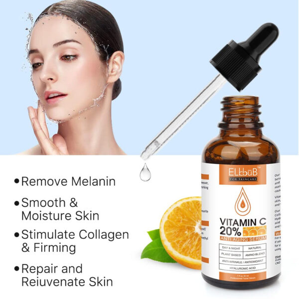 Premium 20% Vitamin C Serum For Face with Hyaluronic Acid, Retinol & Amino Acids - Boost Skin Collagen,Hydrate & Plump Skin, Anti Aging & Wrinkle Facial Serum 60ml